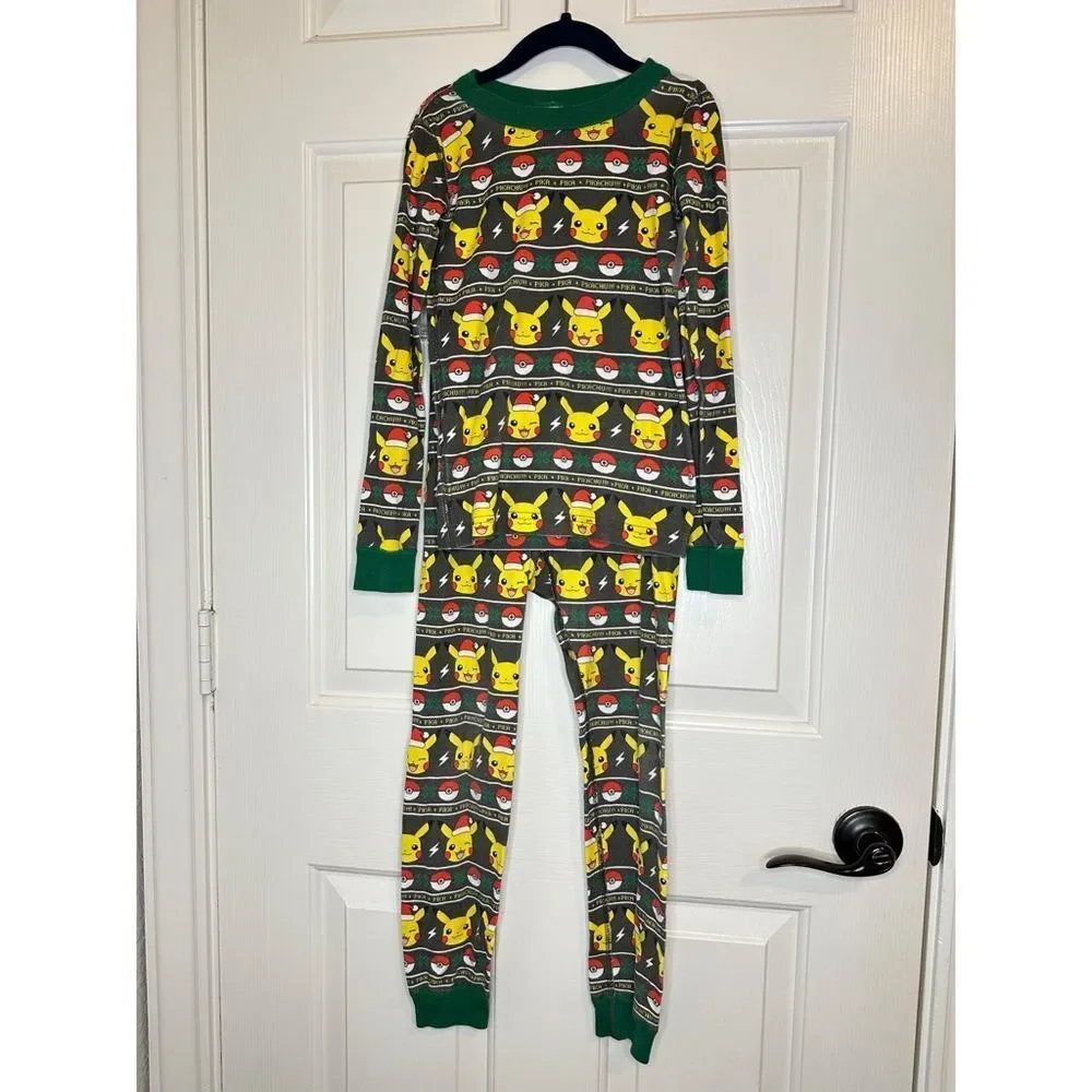 Hanna Andersson X Pokémon Pikachu Pokéball Christmas Fair Isle Long John PJ Set